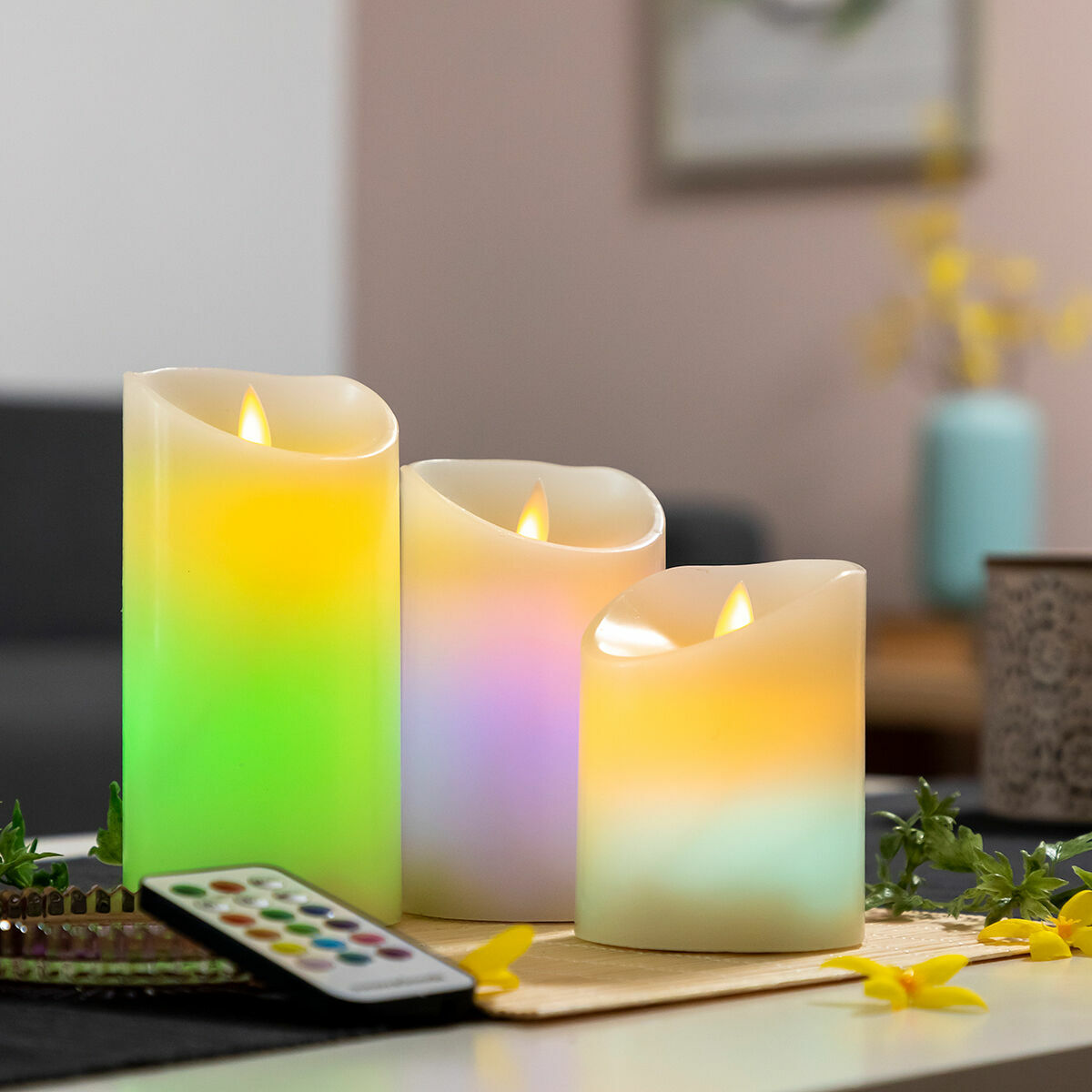 Innovagoods Multicolour Flame-Effect Led Candles With Remote Control Lendles Innovagoods 3 Units