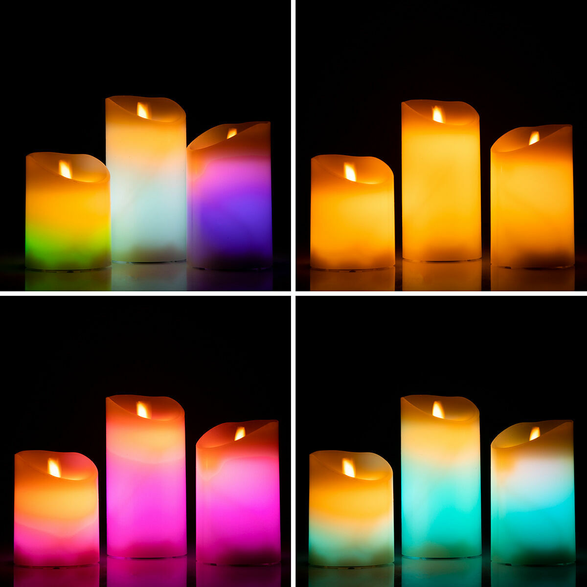 Innovagoods Multicolour Flame-Effect Led Candles With Remote Control Lendles Innovagoods 3 Units