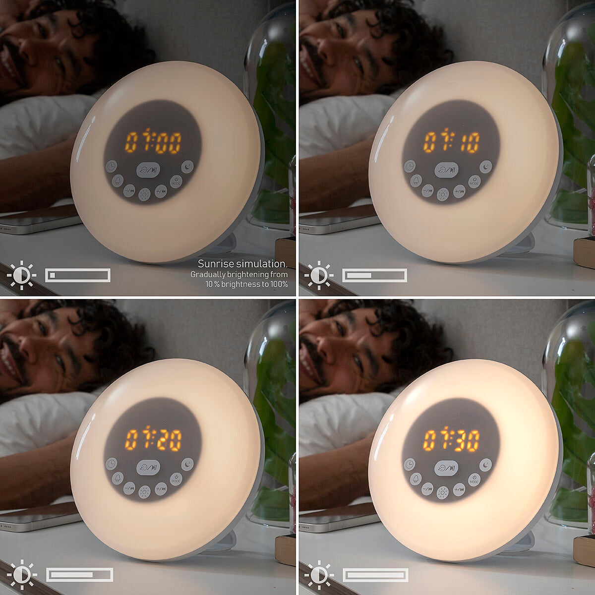 Innovagoods Rechargeable Sunrise Alarm Clock With Speaker Sunrilk Innovagoods